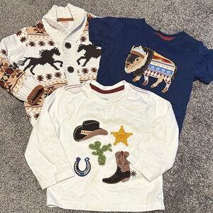 Kids Western-Themed Shirt Set - White and Blue Gymboree